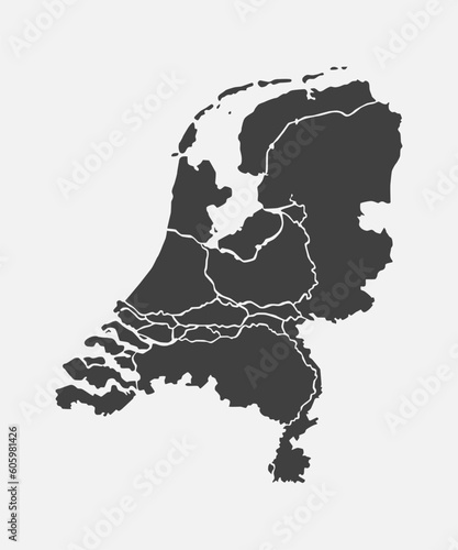 Vector map country Netherlands divided on regions