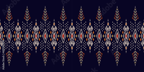 Ethnic abstract ikat art. Seamless pattern in tribal, folk embroidery, and Mexican style. Aztec geometric art ornament print. Design for carpet, wallpaper, clothing, wrapping, fabric, cover, textile.