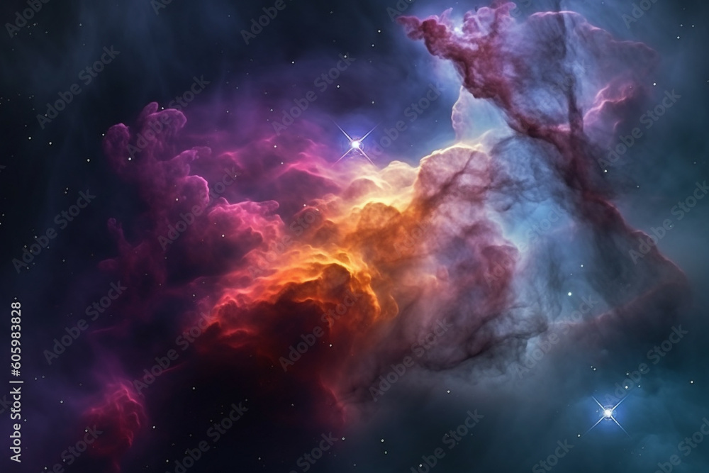 Colorful space galaxy cloud nebula in space Universe science and astronomy concept. Supernova. Generative AI
