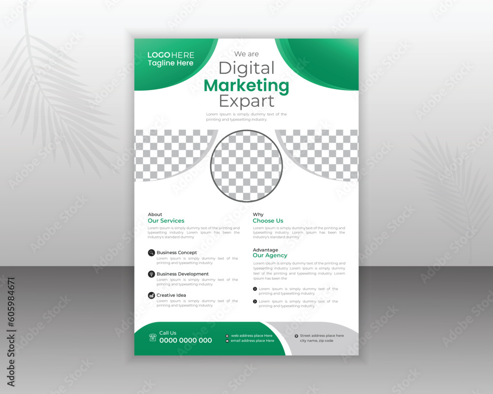 Corporate Flyer Design Template For Your Business With Abstract Shapes