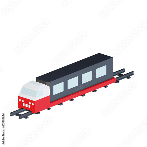 3d icon train isolated on transparent background