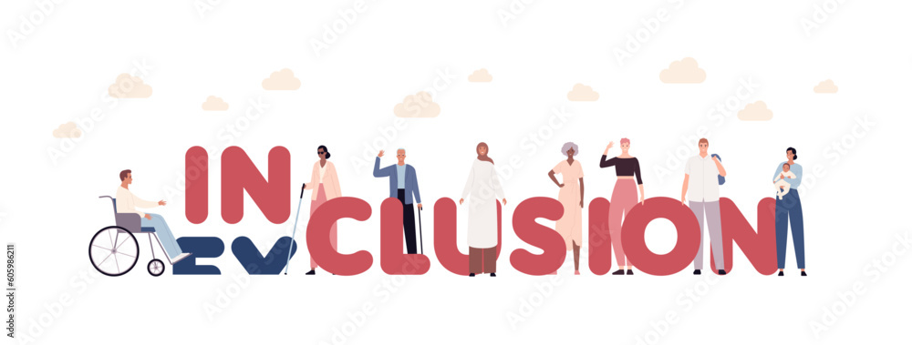 Diversity and inclusion concept. Vector flat horizontal banner ...