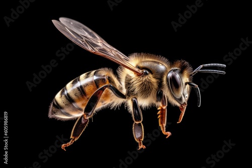 Bee isolated on black background © GenieStock