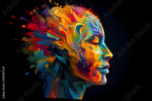 Colorful abstract portrait of a young woman © Alcuin