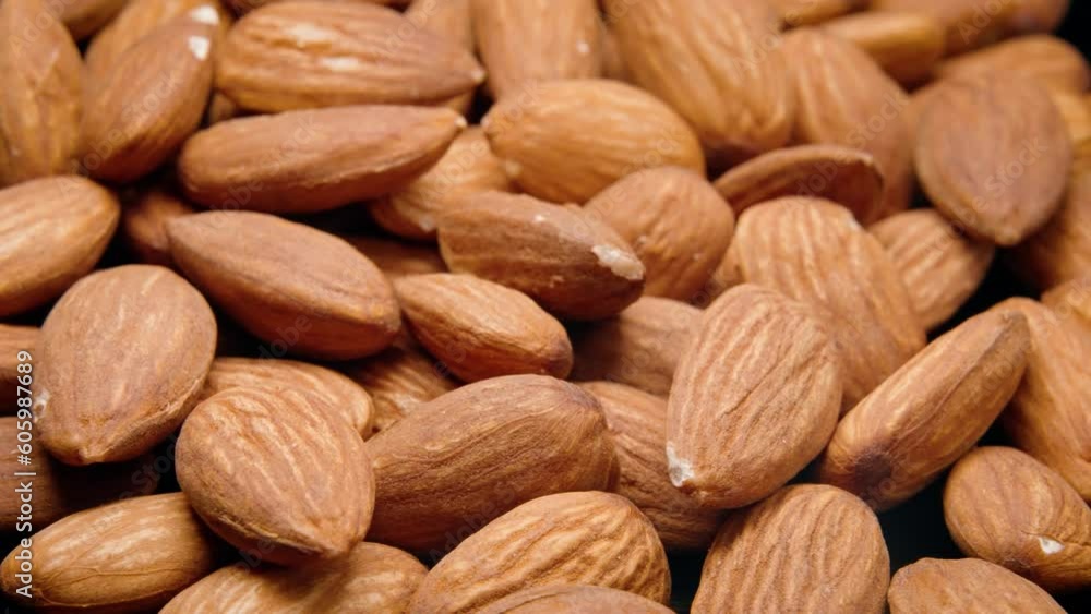 Close-up view of many almonds Close-up view of many almonds