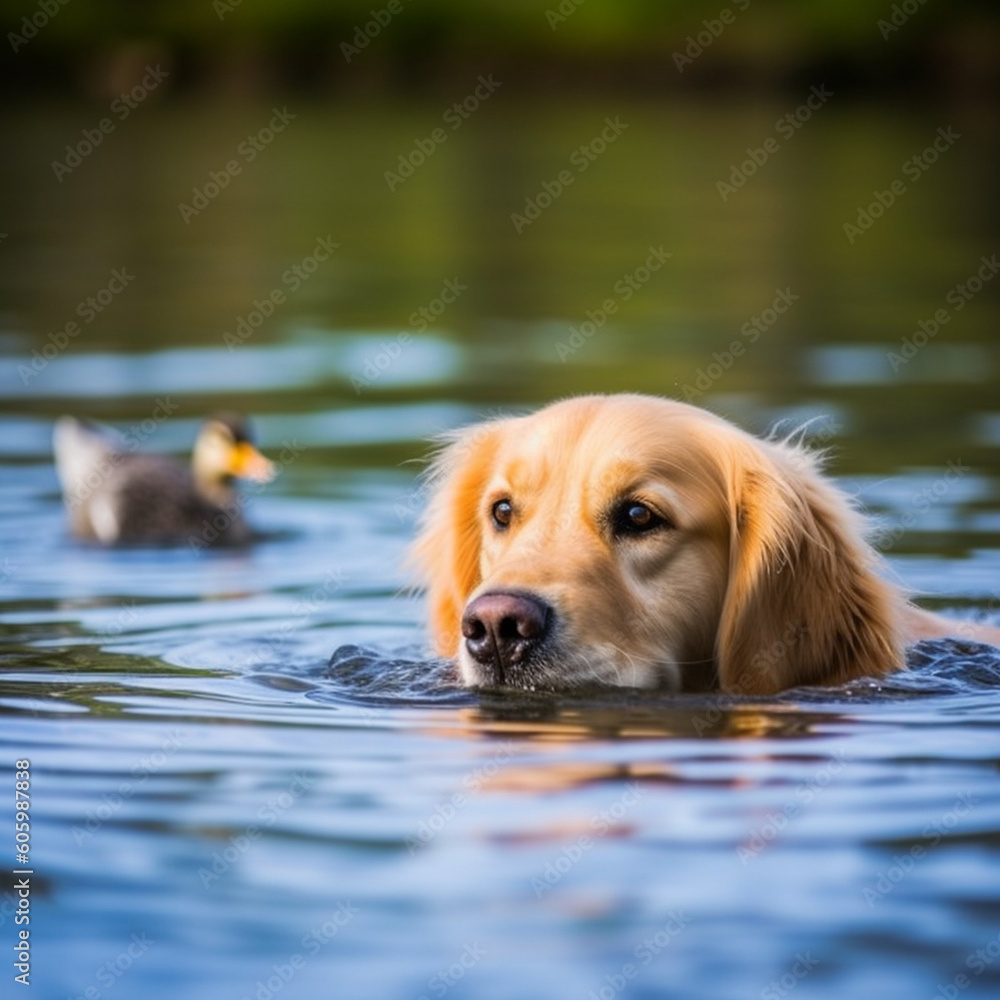 schwimmender Hund