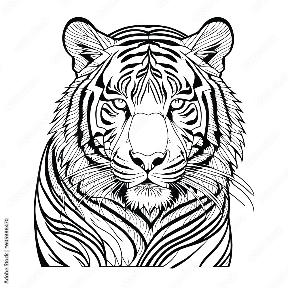 Tiger Vector Illustration, Tiger Vector Line art illustration Tiger Vector Illustration, Tiger Vector Line art illustration