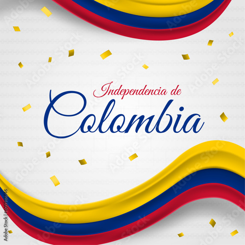 Independencia de Colombia or Colombia independence day greeting background with traditional patterns, and flags