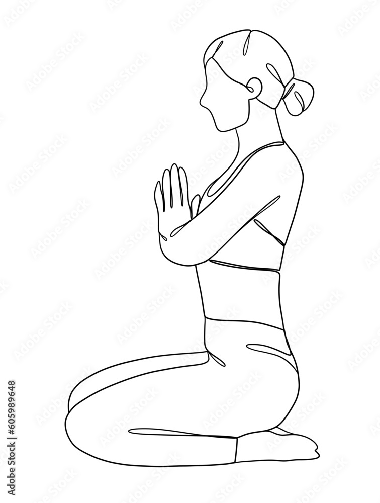 Continuous one line drawing of yoga woman poses. Vector illustration. Continuous one line drawing of yoga woman poses. Vector illustration.