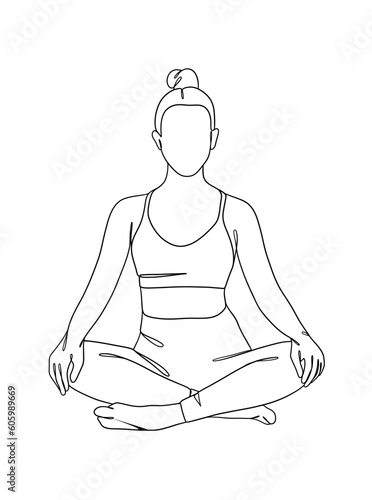 Continuous one line drawing of yoga woman poses. Vector illustration.