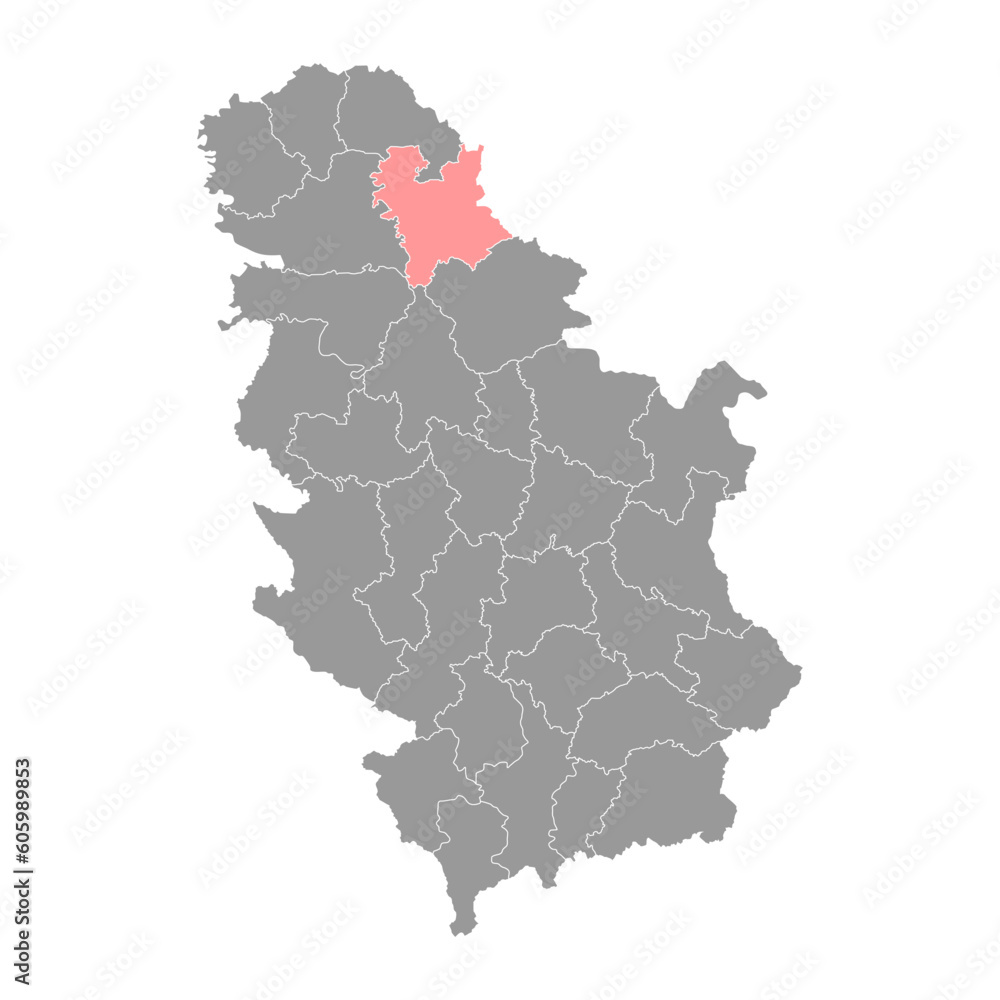 Central Banat district map, administrative district of Serbia. Vector illustration.