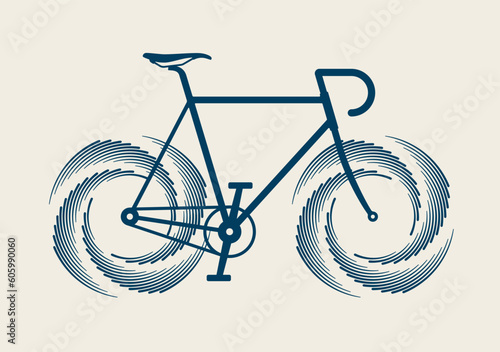 Vector image of a bicycle with spinning wheels effect.