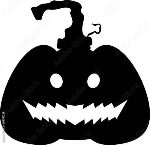 evil spooky pumpkin black silhouette halloween decoration element