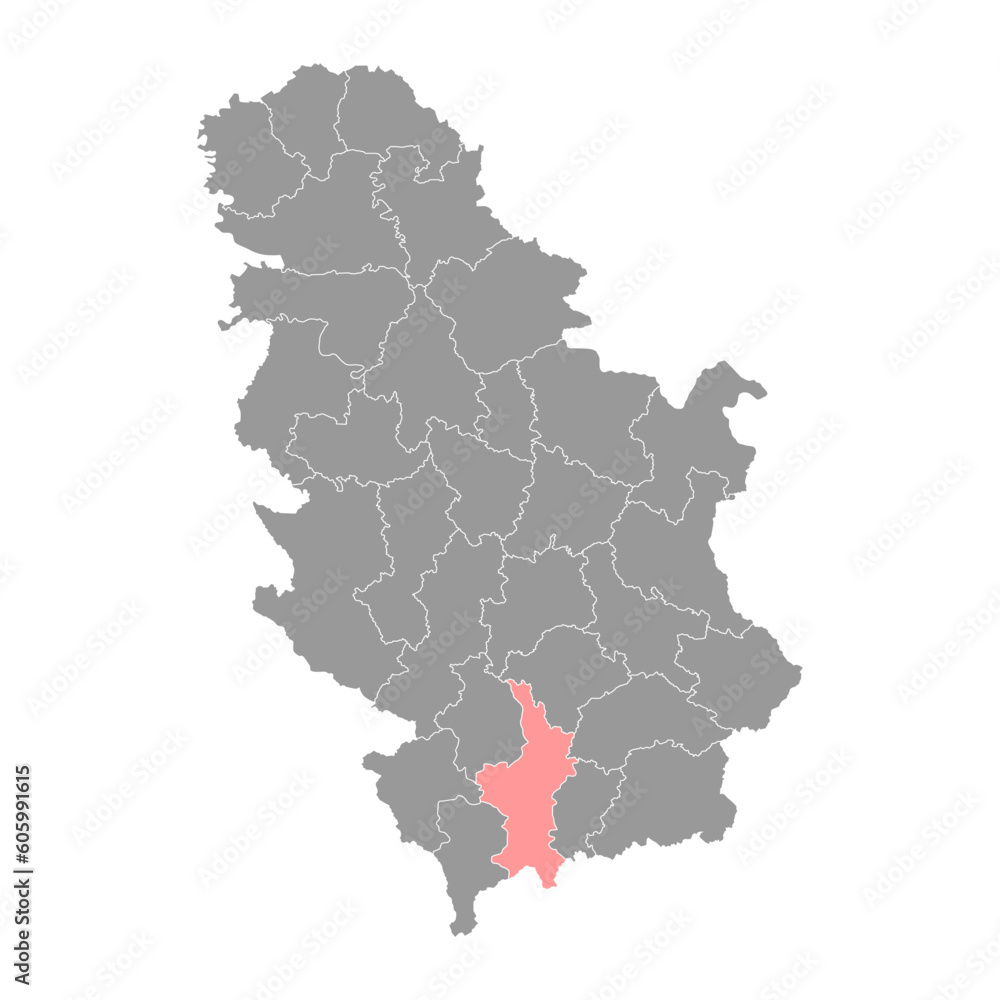 Kosovo district map, administrative district of Serbia. Vector illustration. Kosovo district map, administrative district of Serbia. Vector illustration.