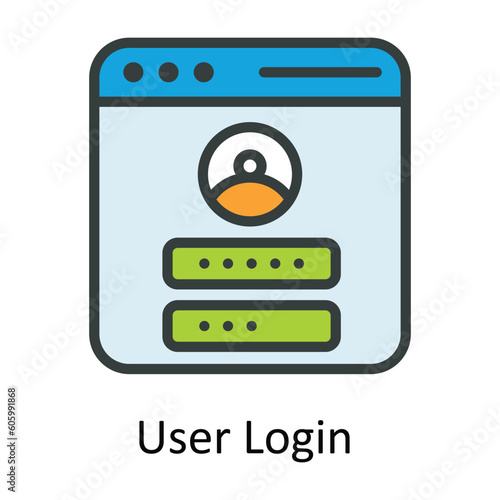 User Login Vector Fill outline Icon Design illustration. Seo and web Symbol on White background EPS 10 File