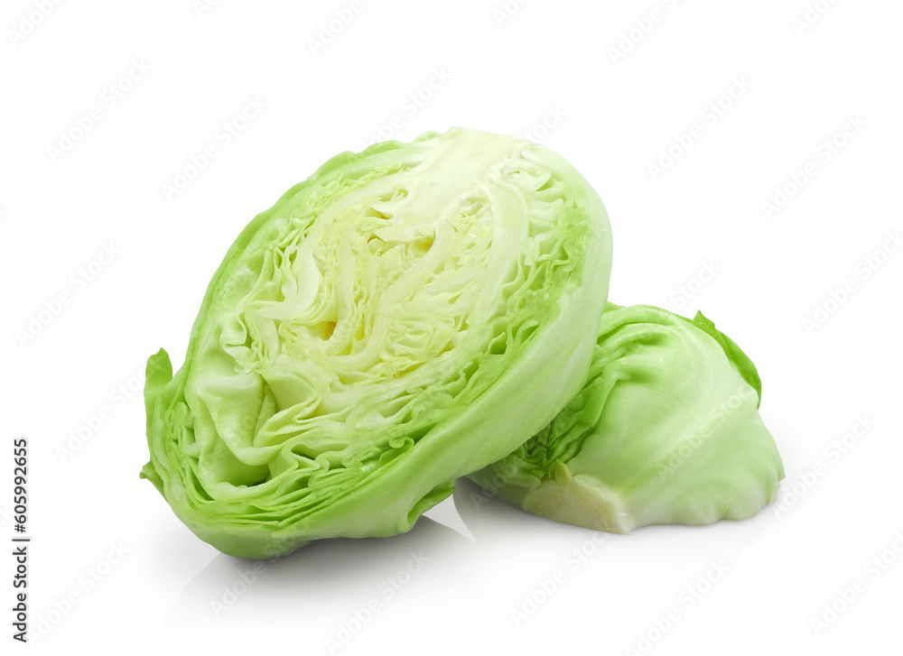 Fresh halved cabbage vegetable isolated on white background Fresh halved cabbage vegetable isolated on white background