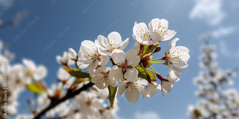 Kirschblüten mit blauen Himmel Hintergrund mit KI erstellt Kirschblüten mit blauen Himmel Hintergrund mit KI erstellt