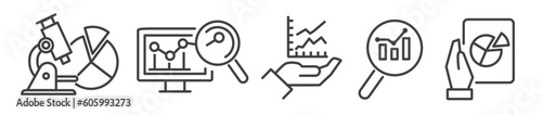 Data Analysis. Vector icon set on white background