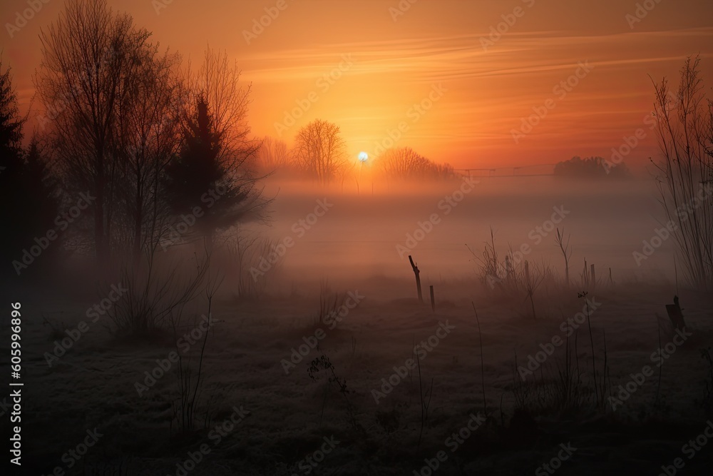 Fototapeta premium Sunset in the fog