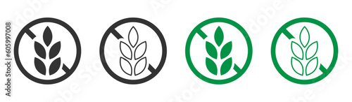gluten free food allergy product dietary label flat vector icons set