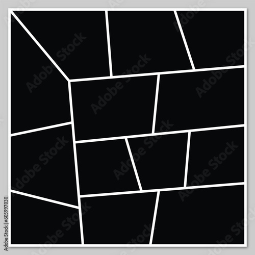 Black photo frame collage template
