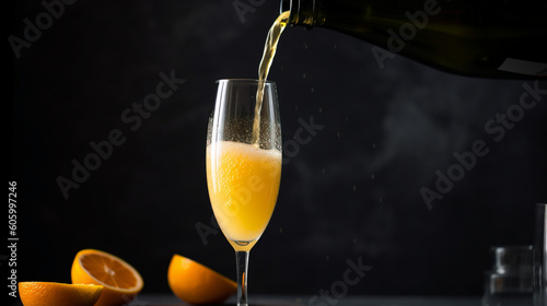 mimosa cocktail with orange juice Generative AI