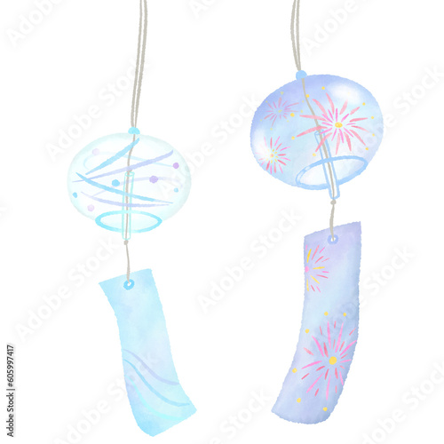 Fotografie Japanese-style pattern swaying in the wind and fireworks wind chime, simple and