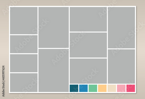 Summer photo collage moodboard template with pastel colors