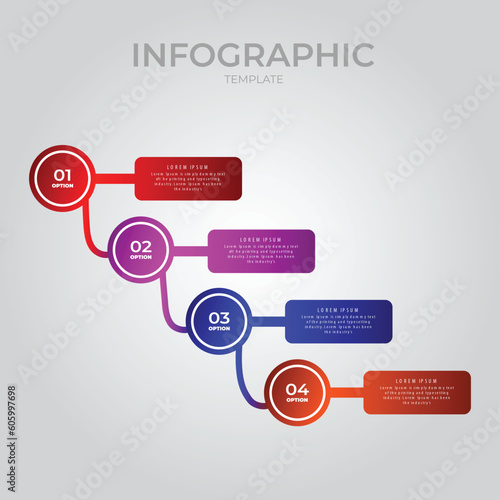 Four steps modern connecting infographic template vector illustration	