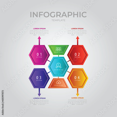 Four steps modern connecting infographic template vector illustration	