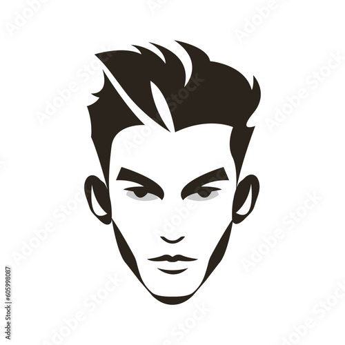 Male silhouette or logo. Man's face and hairstyle or haircut. logo for barbershop. Vector