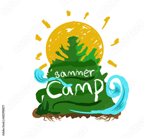 Summer Camp vector design template. Kids summer camp vector logo design. summer camp children design.