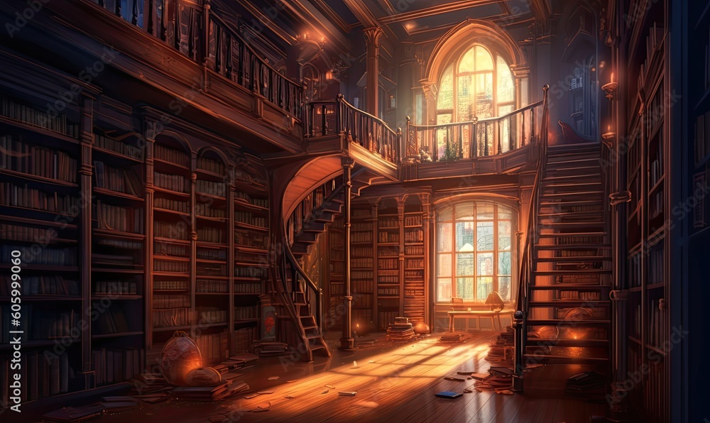 Antique book repository displaying numerous bookcases and cabinets. Creating using generative AI tools Antique book repository displaying numerous bookcases and cabinets. Creating using generative AI tools