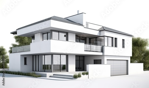 Contemporary home design on isolated white background Creating using generative AI tools