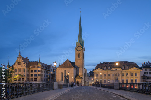 View of Fraumunster Church, Zurich, Schweiz