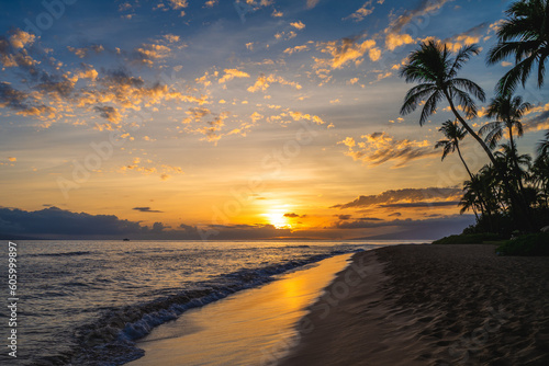 Fototapeta Naklejka Na Ścianę i Meble -  scenery at kaanapali beach in maui island, hawaii