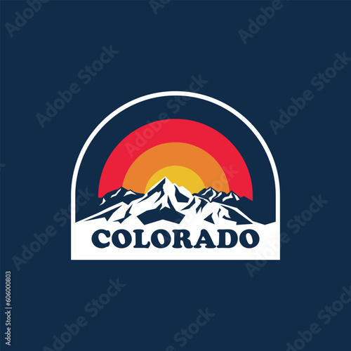 Colorado sun vintage logo vector concept, icon, element, and template for company. Travel, explore, adventure logo.