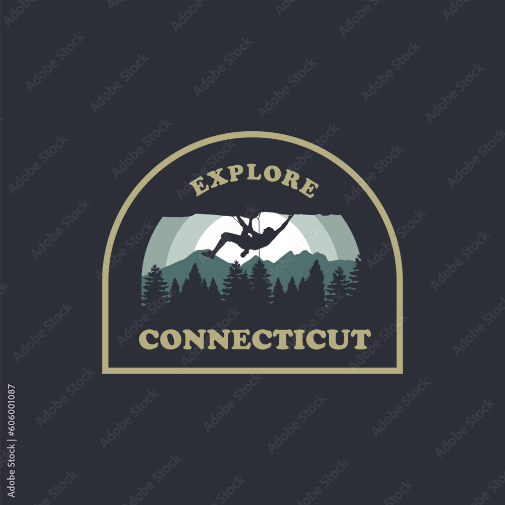 Explore Connecticut vintage logo vector concept, icon, element, and template for company. Travel and, adventure logo.