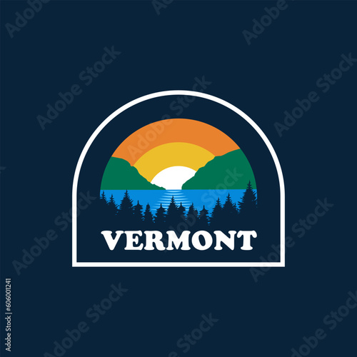 Vermont nature vintage logo vector concept, icon, element, and template for company. Travel, explore, adventure logo.