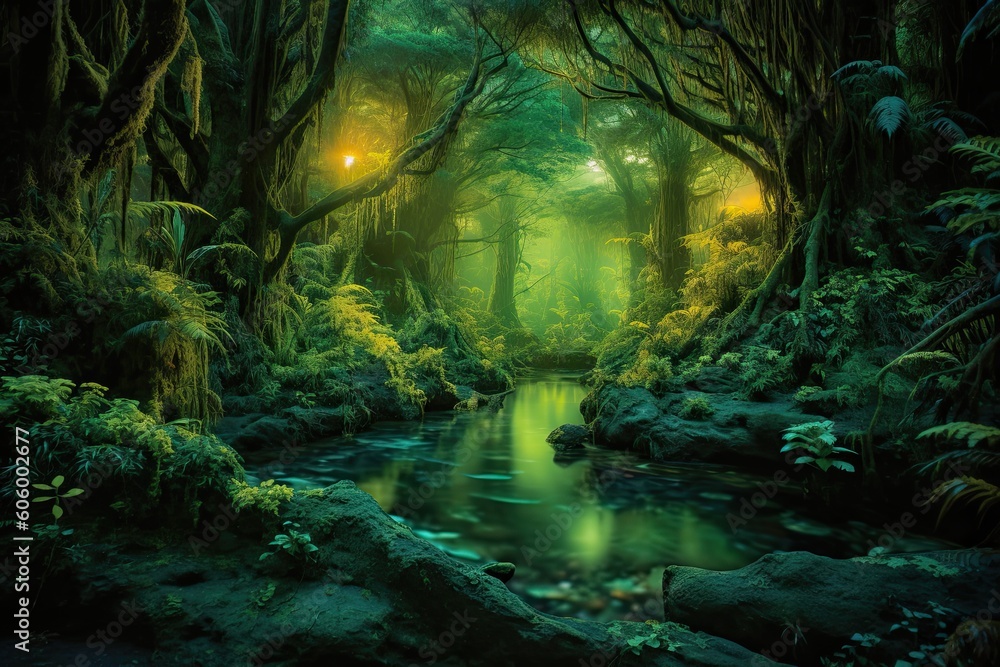 Ethereal Haven: Surrender to the Bioluminescent Forest's Spellbinding Glow