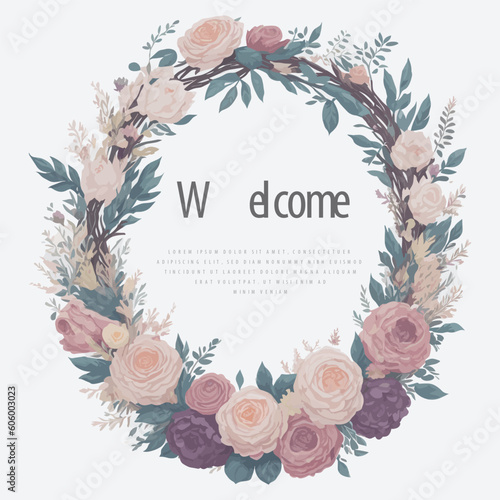 Ethereal Floral Wreath for Wedding Invitation Ornament