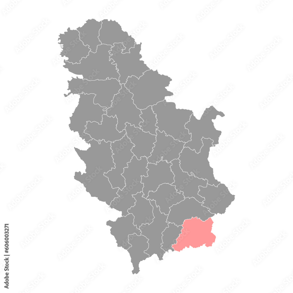 Obraz premium Pcinja district map, administrative district of Serbia. Vector illustration.