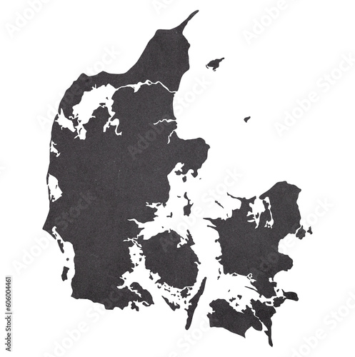 map of Denmark on old black grunge paper 
