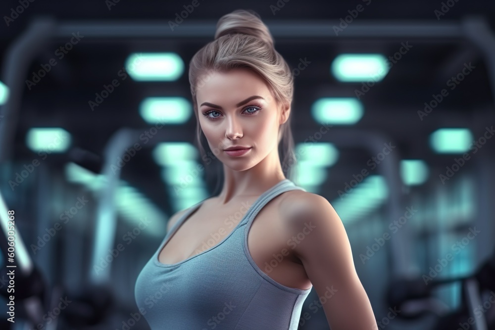junge frau beim training im fitnessstudio. (generative ai), junge frau beim training im fitnessstudio. (generative ai),