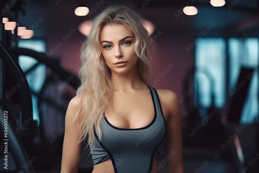 junge frau beim training im fitnessstudio. (generative ai), junge frau beim training im fitnessstudio. (generative ai),