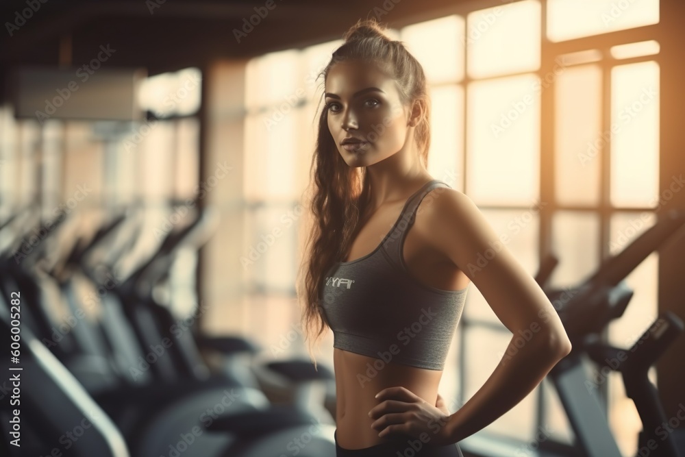 junge frau beim training im fitnessstudio. (generative ai), junge frau beim training im fitnessstudio. (generative ai),