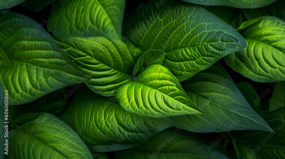 Fototapeta premium Macro leaves backgrounds and textures, leaf Generative AI