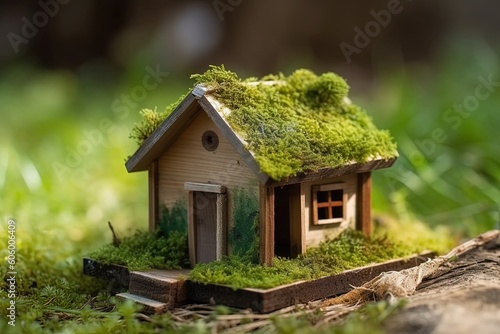 Eco house. Green and environmentally friendly housing concept. Generative AI.