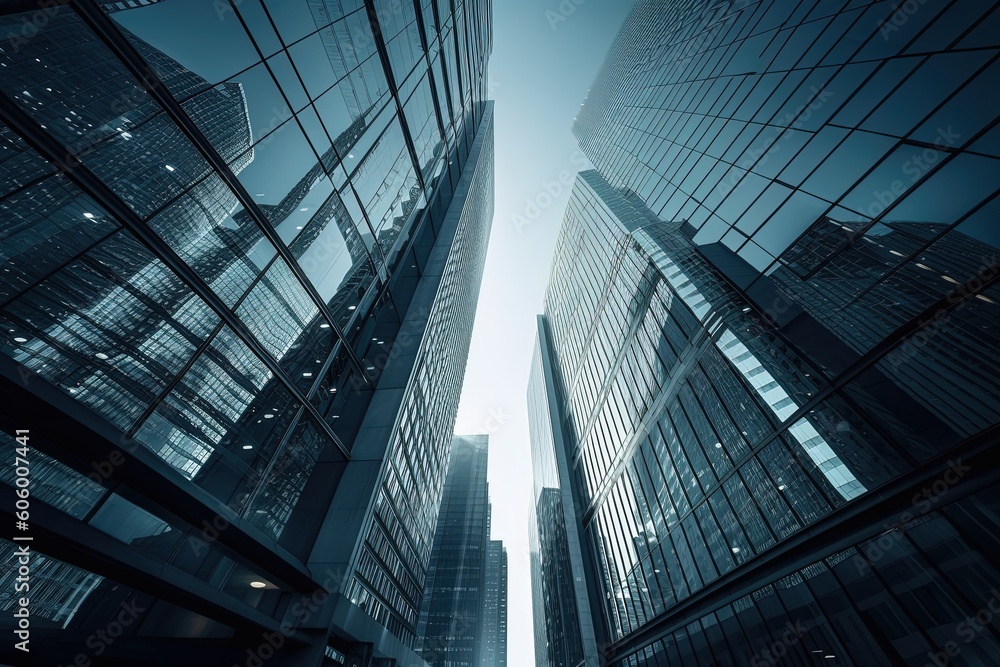 Modern office buildings near Wall Street New York. Business street. Generative AI. Modern office buildings near Wall Street New York. Business street. Generative AI.