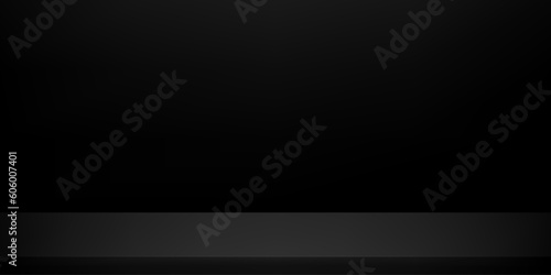 Black background with light effects. Empty black studio room vector background. Space for selling products on the website. Vector illustration.